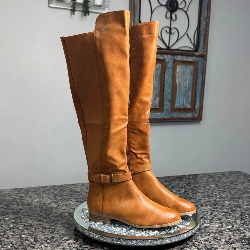 Style & Co. Women's Brown Over the Knee Boots with elastic stretch NWT 6